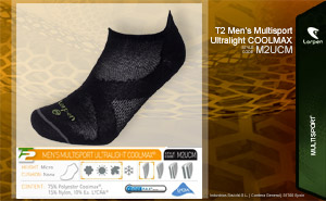 T2 Mens Multisport Ultralight COOLMAX® | 4550 Black